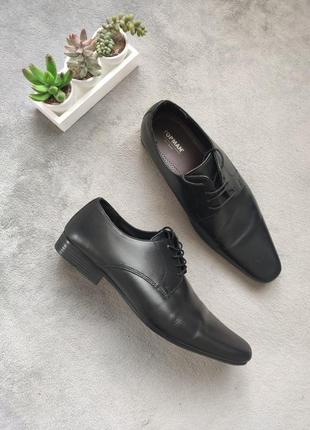 Классические стильные кожаные чёрные туфли topman