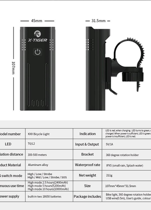 X-tiger велосипедний ліхтарик - павербанк.8 фото