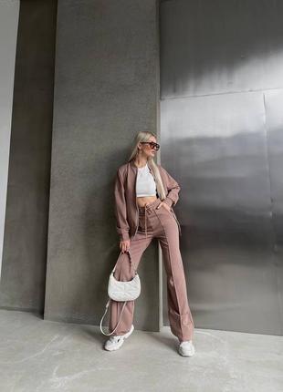 Женский трендовый костюм в стиле zara, спортивный костюм красный, черный, бежевый, серый, мягко4 фото