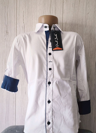 Сорочка для хлопчика.біла.довгий рукав.