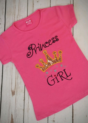 Футболка дитяча " princess girl". рожева.1 фото