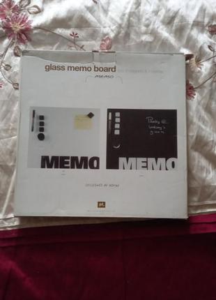Доска для записей белая, стекло магнитная memo3 фото