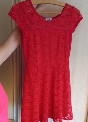 Сукня червона гіпюрова на підкладці розмір s дівчаче стильне.3 фото