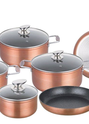 Набор кастрюль royalty line rl-fm10c copper 10pcs1 фото