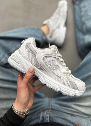 New balance 530 сетка бело-серые