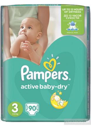 Підгузники pampers active baby-dry 3 midi 5-9кг 90шт