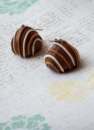 Сережки цукерки необыч прикрашен сережки шоколад полимерн глина ручн раб бижутер смачні