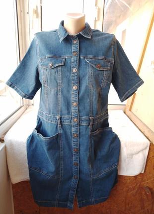 Брендовое джинсовое платье миди сарафан большого размера1 фото