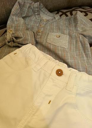 Набор стильной одежды для мальчика рубашка джинсы белые шорты10 фото