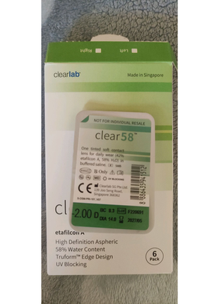 Контактные линзы clear 58 по 70 гр.