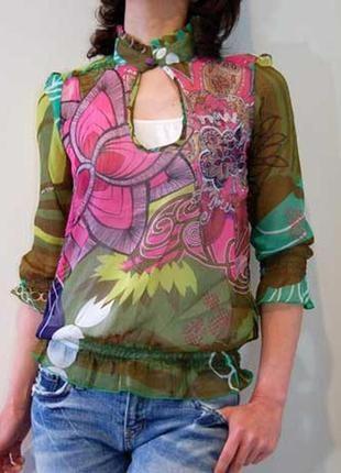 429.чаровная легкая блузка в принт неординарной испанской марки desigual