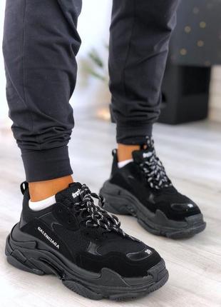 Женские кроссовки balenciaga triple s black1 фото