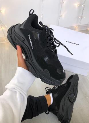 Женские кроссовки balenciaga triple s black2 фото