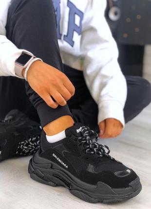 Женские кроссовки balenciaga triple s black4 фото