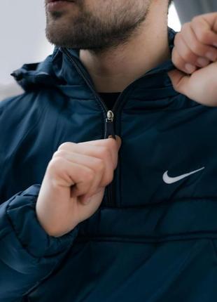 Комплект чоловічий nike: анорак теплий синій + штани president чорні. барсетка у подарунок! `ps`3 фото