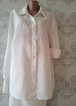 100% льон блуза сорочка біла