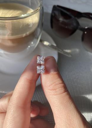 Срібні сережки ромбики