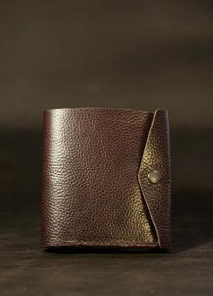 Жіночий шкіряний гаманець бордового кольору на кнопці2 фото