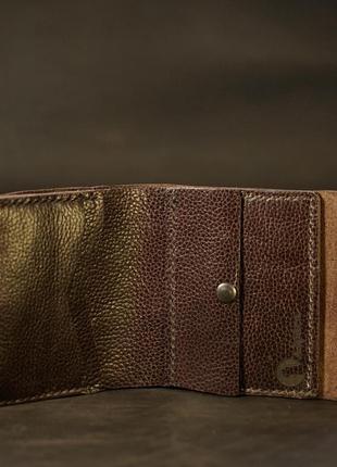 Жіночий шкіряний гаманець бордового кольору на кнопці3 фото
