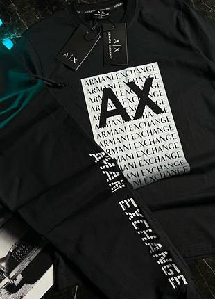 Чоловічий літній комплект armani чорний / штани + футболка чоловічий костюм