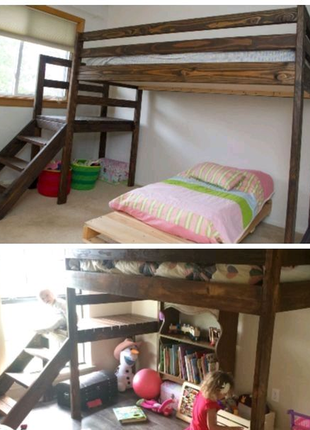 Ліжко горище з масиву натурального дерева смереки