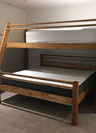 Ліжко горище + двоспальне з натурального дерева
