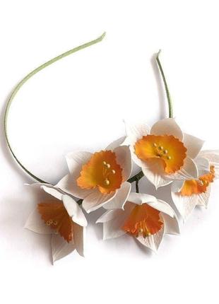 Обідок обруч вінок з нарцисами