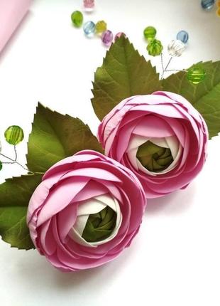 Лютик ронункулы роза на заколке резинке