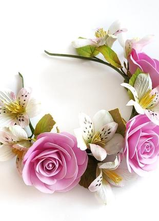 Весенний ободок обруч  венок с цветами