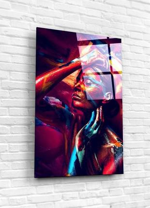 Картина на стену "девушка в цветах". картина на стекле под заказ5 фото