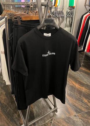 Чоловіча футболка стон айленд чорна / футболки з принтом stone island