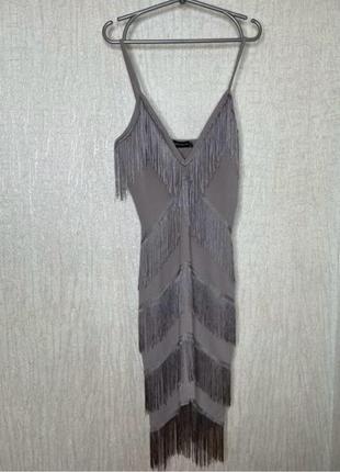 Сіра сукня з бахромою в стилі гетсбі, одрі хепберн, 20х2 фото