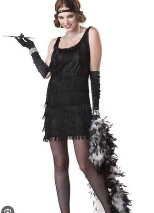 Чорна сукня з бахромою в стилі гетсбі, одрі хепберн, 20х