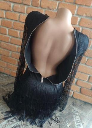 Чорна сукня з бахромою і мереживом в стилі гетсбі, одрі хепберн,4 фото