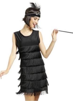 Чорна сукня з бахромою в стилі гетсбі, одрі хепберн, 20х