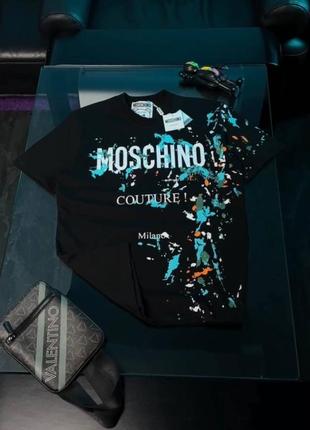 Мужская футболка moschino черная / стильные качественные футболки для мужчин