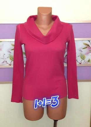 1+1=3 брендовый розовый лонгслив свитер tommy hilfiger, размер 42 - 44