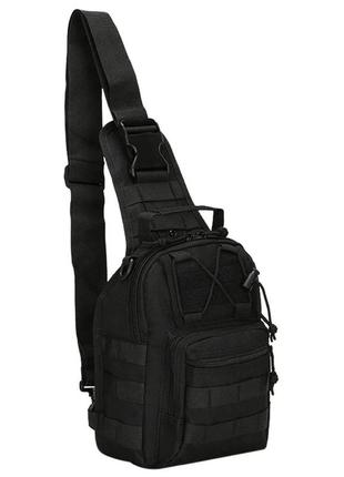 Качественная тактическая сумка, укрепленная мужская сумка рюкзак тактическая слинг. цвет: черный7 фото