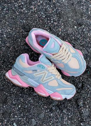 Трендові жіночі кросівки new balance 9060 x joe freshgoods inside voices baby shower blue блакитні з рожевим