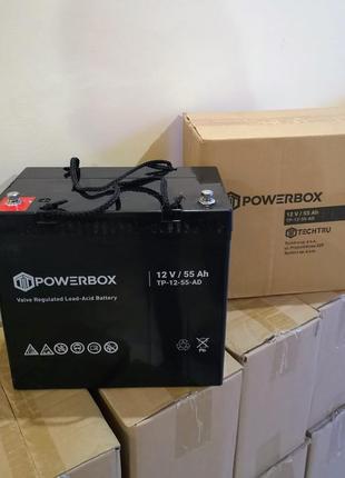 Акумулятор мультигелевий agm, батарея, powerbox 55 ah 12v, нові