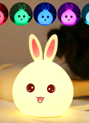 Дитячий нічник rabbit silicone lamp зайчик