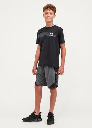 Under armour junior tech lockup stripe футболка для бігу для хлопця підлітка ymd3 фото