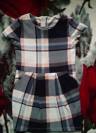 Стильное платье в клетку для девочки 3-4 года