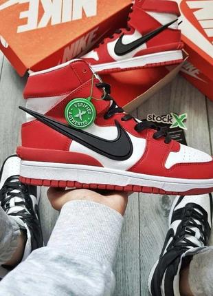 Чоловічі високі кросівки nike dunk x ambush red червоні найк2 фото