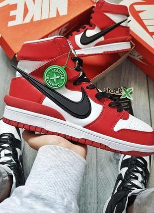 Чоловічі високі кросівки nike dunk x ambush red червоні найк4 фото