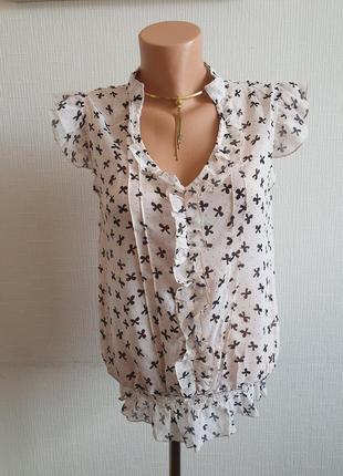 Блуза принт бантики з коротким рукавом massumi1 фото