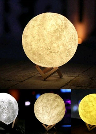 Комплект: ночник moon lamp 13 см + микрофон q-7 wireless gold8 фото