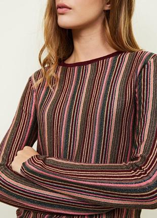 Джемпер с люрексом в разноцветную мелкую полоску new look разноцветный полосатый тонкий свитер2 фото