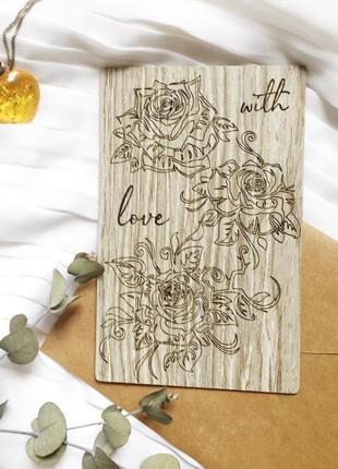 Стильная деревянная открытка для девушки3 фото