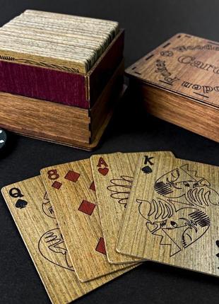 Подарочные деревянные покерные карты  из шпона. ограниченное количество3 фото